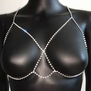 Rhinestone bra, silver, Very Sexy!!